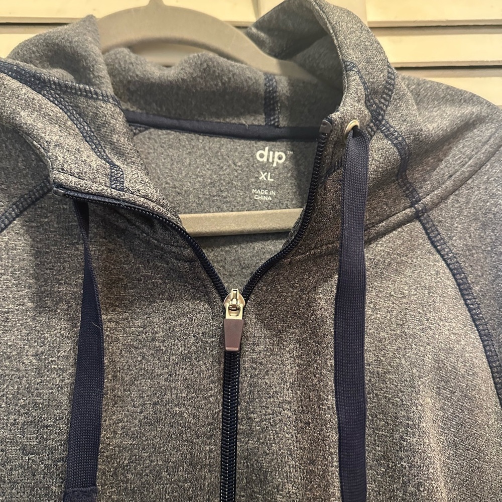 Dip Men's Blue and Gray Zip-Up Sweater